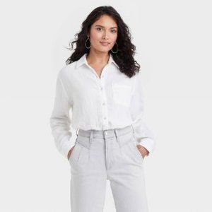Women's Long Sleeve Relaxed Fit Gauze Button-Down Shirt - Universal Thread™